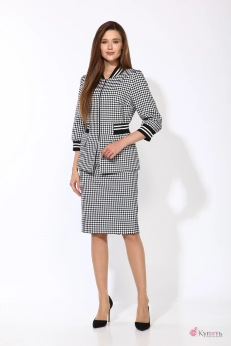 Юбочный костюм Карина Делюкс 9919 черно-белая клетка #1