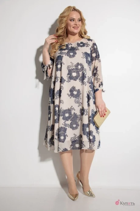 Платье *Распродажа Michel Chic 2049 бежевый +цветы #1