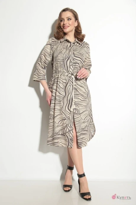 Платье *Распродажа Michel Chic 2050 бежевый в песочный принт #1