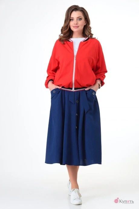 Юбочный костюм *Распродажа T&N «tender and nice» 7050 красный синий белый #1