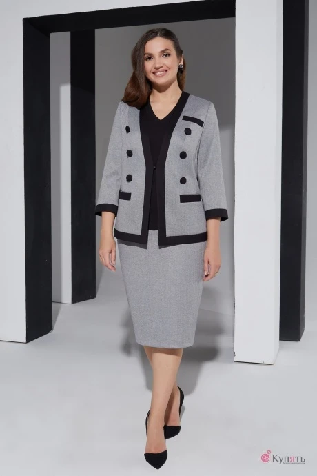 Юбочный костюм Lissana 4387 серый+черный #1