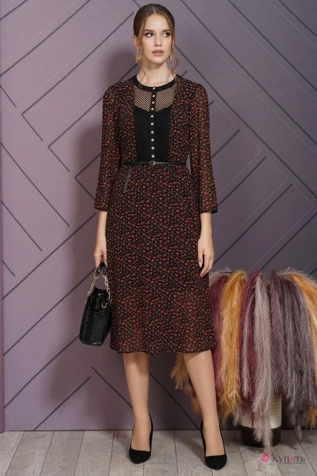 Платье ALANI COLLECTION 1503 черный в цветы #1