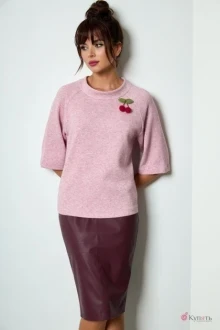 Юбочный костюм Ларс Стиль 632 розовый+бордовый