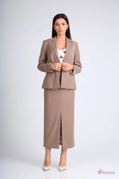 Юбочный костюм SandyNa 130515 серо-коричневый #1