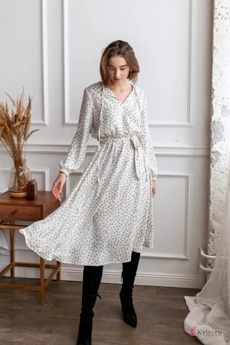 Платье Krasa 275 -21 белое в сердечки #1