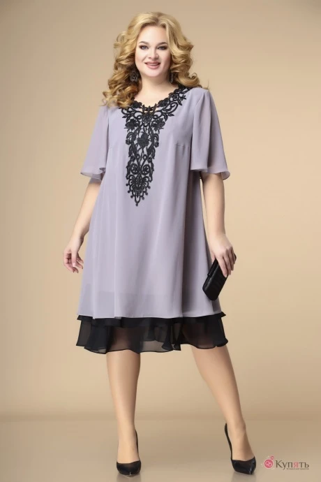 Платье Romanovich Style 1-2231 серый/черный #1