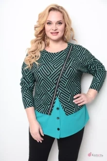 Джемпер (кофта) Michel Chic 755 черный, бирюзовый