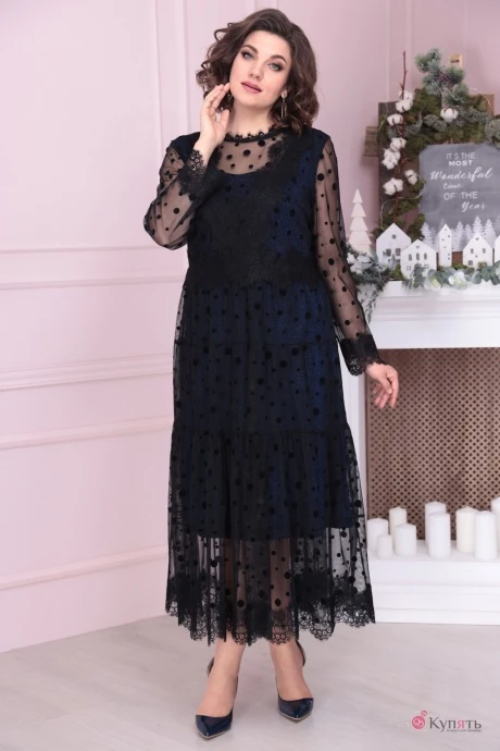 Платье SolomeaLux 884 /2 черный с синим #1
