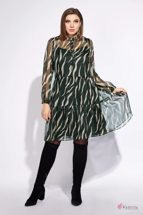 Платье Милора Стиль 848 зеленые волны #1