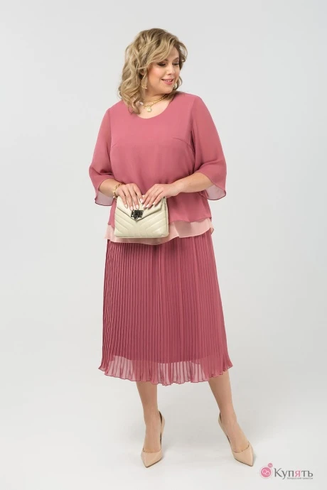 Платье *Распродажа Pretty 1978 грязно-розовый+персиковый #1