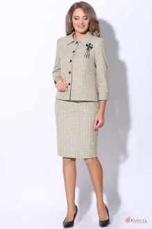 Юбочный костюм LeNata 21091 бежевый в клетку