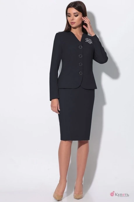 Юбочный костюм LeNata 23865 темно-синий #1