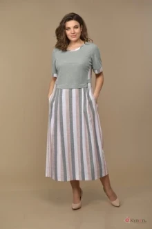 Платье Lady Style Classic 1581/17 Серый с розовым