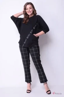 Брючный костюм Michel Chic 1283 черный/клетка двойка