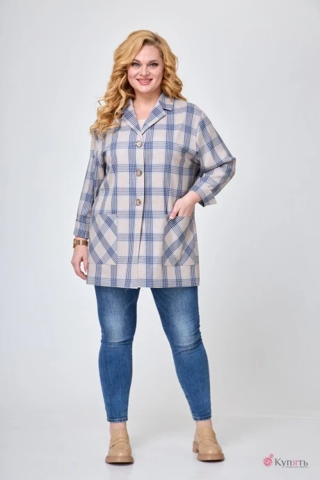 Жакет-рубашка БелЭльСтиль 409 голубая клетка #1