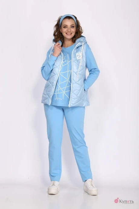 Брючный костюм TAiER 1082 небесно-голубой тройка #1