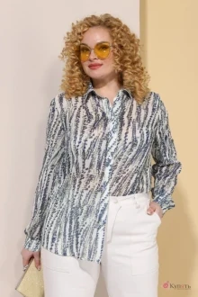 Рубашка Карина Делюкс В-212/1 голубой принт