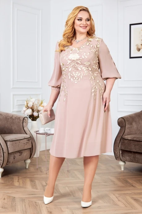 Шифоновое платье Нинель Шик 5822 пудра #1