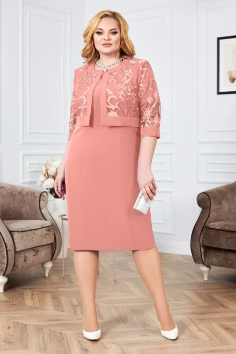 Юбочный костюм Нинель Шик 7342 темная пудра #1