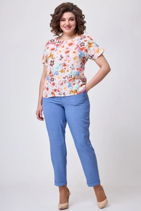 Брючный костюм Lady Style Classic 1777/6 Синий с цветным #1