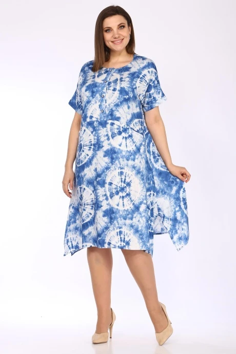 Платье Lady Style Classic 2575 Голубой с белым #1