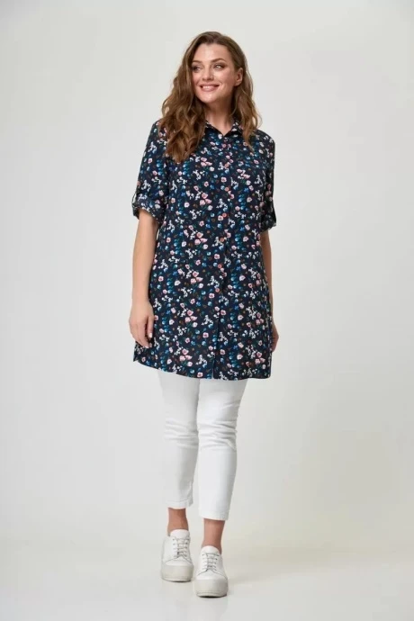 Рубашка БелЭльСтиль 261 синий принт #1