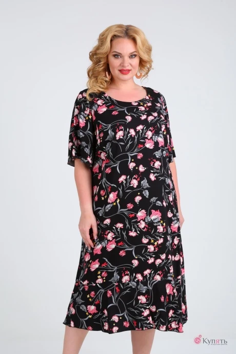 Платье *Распродажа Mamma Moda 680 черный+цветы #1