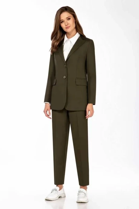 Брючный костюм Olegran 3927 хаки двойка #1
