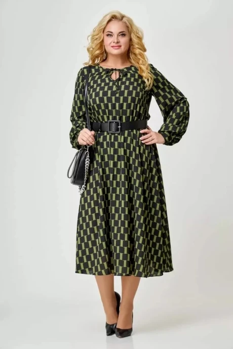Платье Swallow 605 Принт “Чёрно-зелёный пиксель” #1