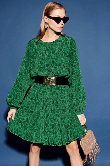 Платье Lokka 1080 зеленый, принт «турецкие огурцы» #1