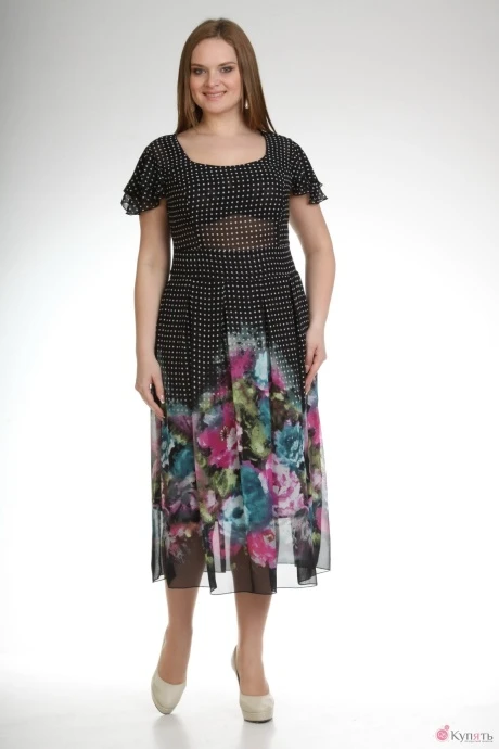 Платье *Распродажа Лиона-Стиль 361 черный цветы #1