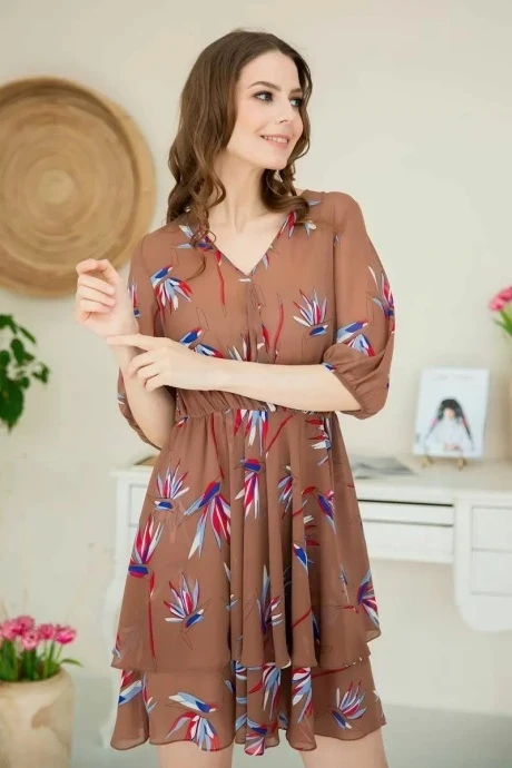 Платье ASV 2407 бежево-коричневый #1