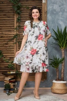 Платье Moda-Versal 2388 молочный+коралл