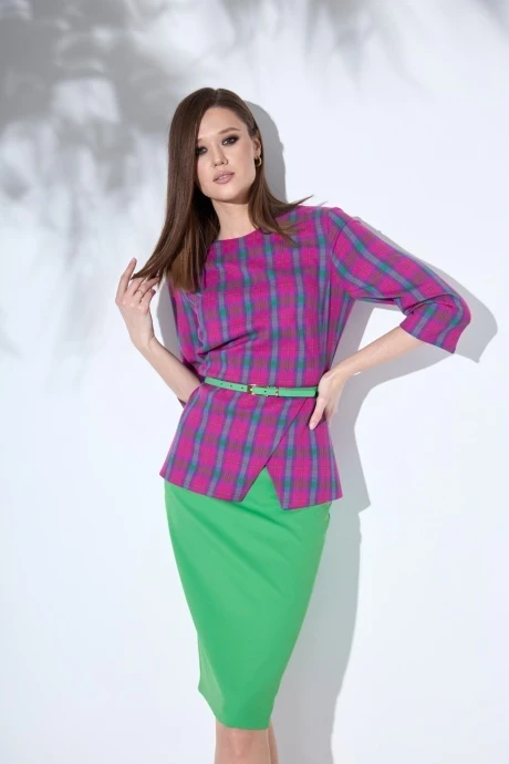 Юбочный костюм Ларс Стиль 749 фуксия зеленый #1