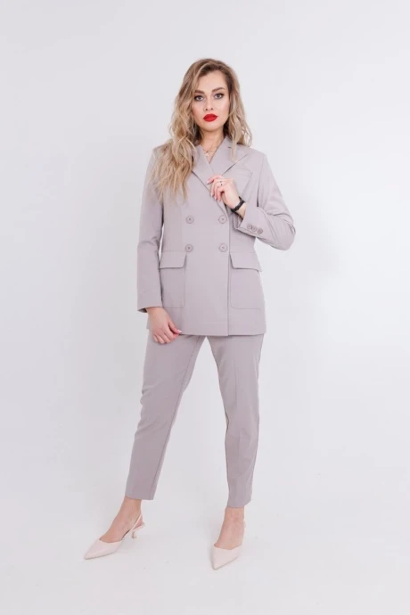 Брючный костюм SandyNa 130550 серо-жемчужный двойка #1