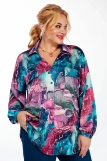 Блузка *Распродажа Элль-стиль 2183/1 мультиколор/синий океан