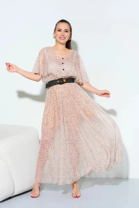 Платье Anastasia 885 светло-бежевый+темный пояс #1