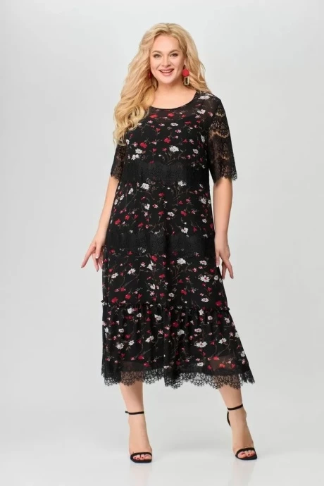 Платье Svetlana-Style 1505 чёрный+красные цветы #1