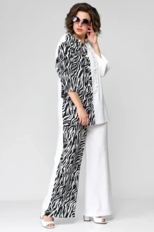 Брючный костюм EVA GRANT 7082 бело-черный двойка