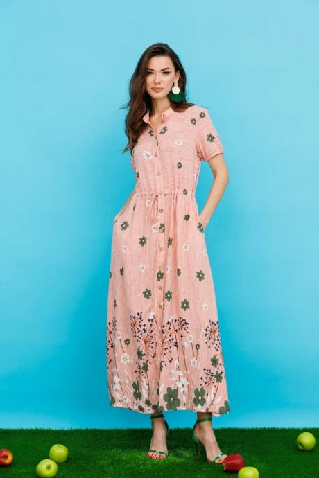 Хлопковое платье с принтом TATTICA 602.1 розовый #1