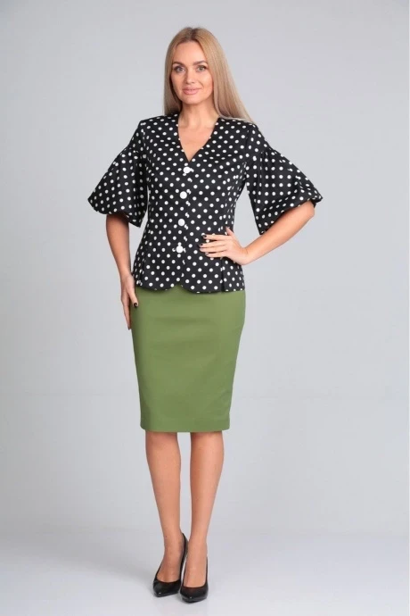 Юбочный костюм Gamma&Gracia 287 зелёный+чёрный #1