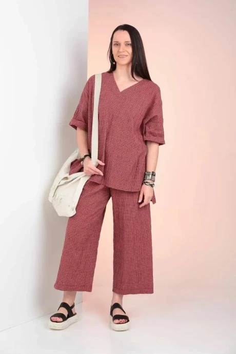 Брючный костюм Ma Vie 628 красно-синяя клетка #1