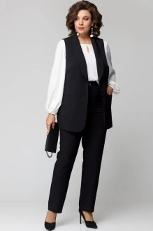 Брючный костюм EVA GRANT 7244 черный с белым тройка