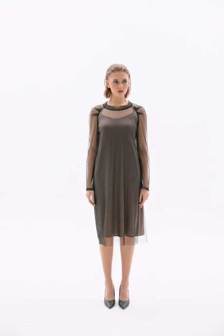 Костюм с платьем NikVa н415-2 кофе+чёрный двойка #1