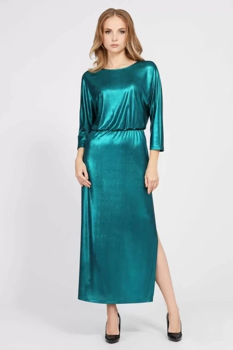 Вечернее платье с разрезом Bazalini 4851 бирюза #1