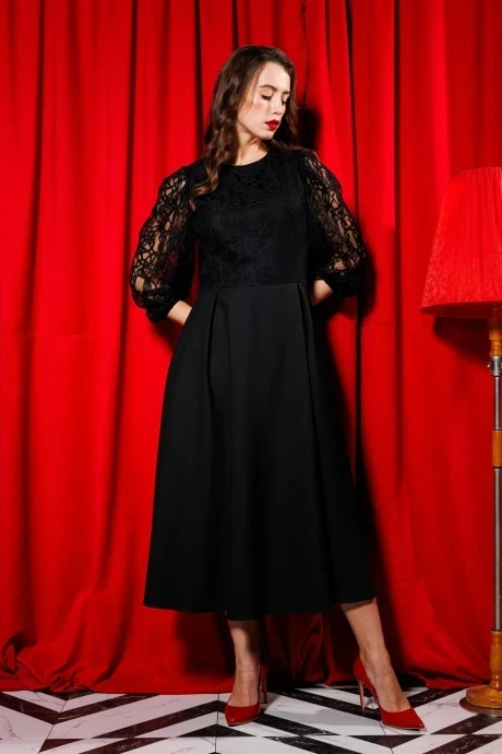 Вечернее платье с сеткой NikVa н416-3 чёрный #1