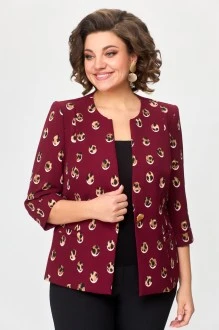 Трикотажный жакет (пиджак) с принтом Дали 3246Б бордо