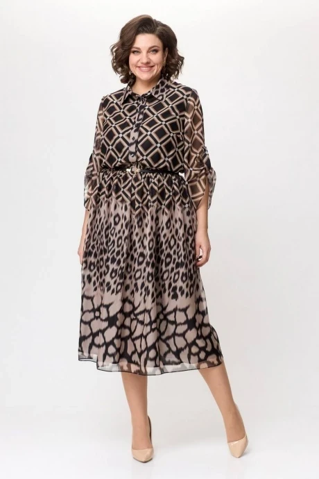 Платье Кокетка и К 1136 бежевый+черный #1