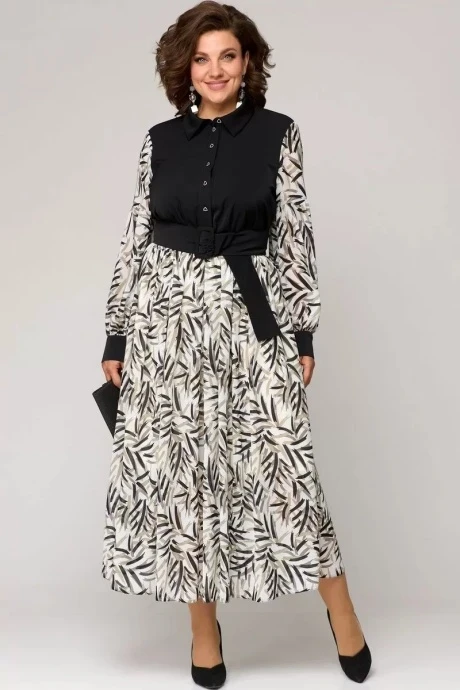 Платье *Распродажа EVA GRANT 7216 черный с принтом #1