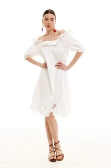 Платье из хлопка ELLETTO LIFE 1019 белый